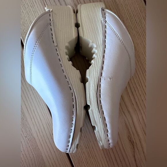 Vollsja Geniune Leather Wooden Clogs Made in EU White size 40/ 10 - Picture 5 of 10